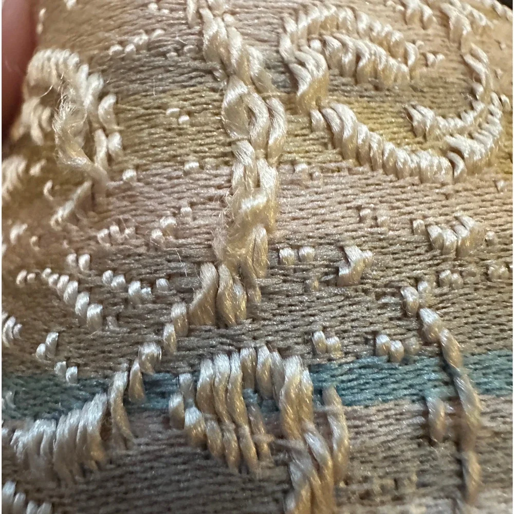 Croscill Home 2 Curtain Panels 40x84 Brocade Fabric Striped Blue Gold Damask